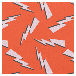 Retro Lightning bolt thunder flash red Fabric