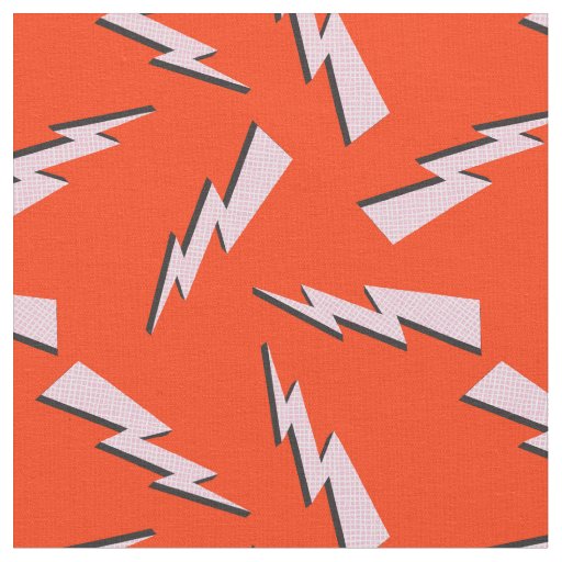 Retro Lightning bolt thunder flash red Fabric