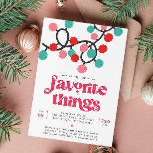 Retro Lights Holiday Favorite Things Party Invitation