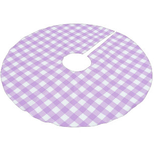 Retro Lilac Gingham Plaid Checks Checkered   Brushed Polyester Tree Skirt