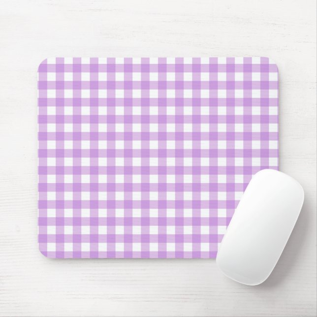 Retro Lilac Gingham Plaid Checks Checkered    Mouse Pad (With Mouse)