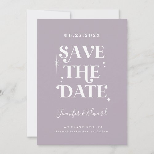 Retro Lilac Save The Date Card
