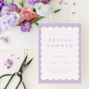 Retro Lilac Wavy Bridal Shower Invitation