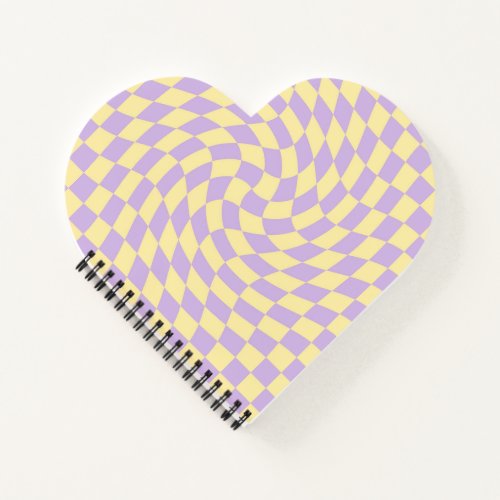 Retro Lilac Yellow Pastel Warped Checkerboard Notebook