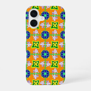 Retro lily and Daisies on yellow iPhone 16 Case