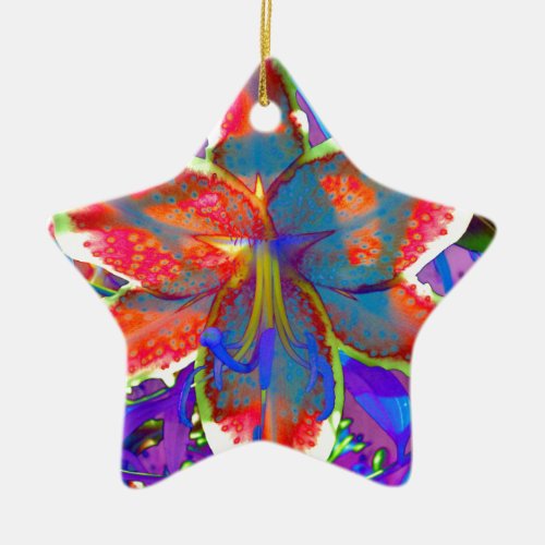 Retro Lily Ceramic Ornament