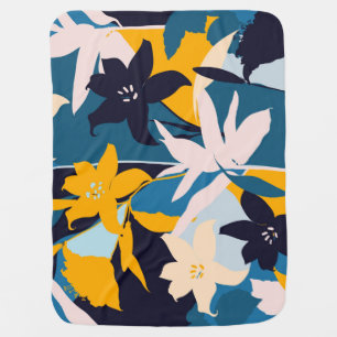 Retro Lily Flowers Seamless Pattern Baby Blanket