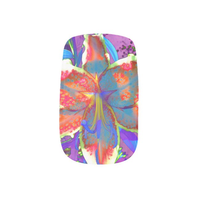 Retro Lily- retro abstract floral Minx Nail Art (Left Thumb)