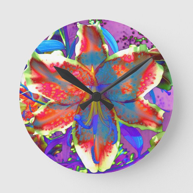 Retro Lily Round Clock (Front)