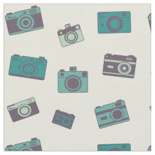 Retro lime cameras fabric