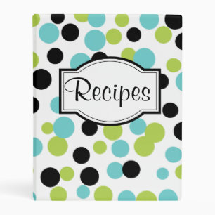 Retro Lime Dots Kitchen Recipe Organizer Binder