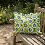 Retro Lime Green Black White Geometric Pattern Fabric