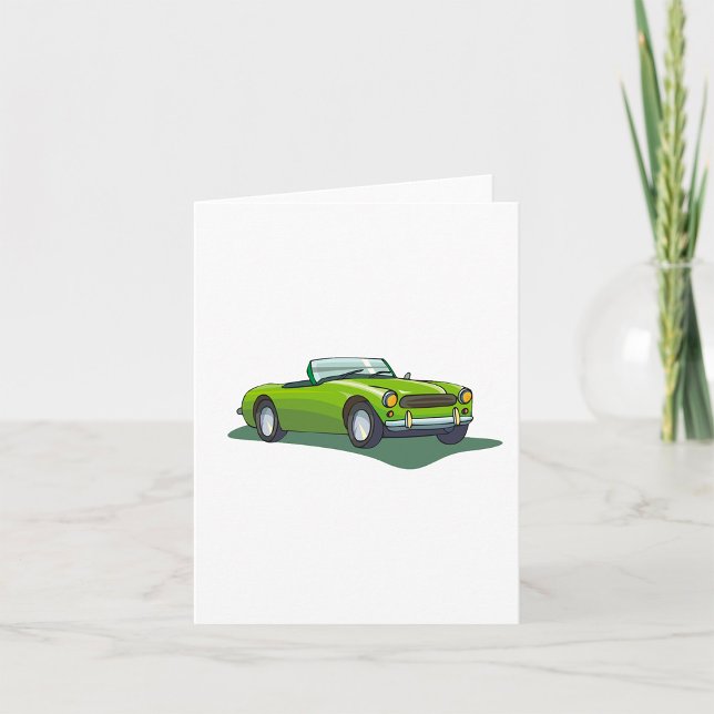 Retro Lime Green Convertible Sports Car Card (Creator Uploaded)