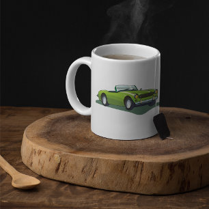 Retro Lime Green Convertible Sports Car Coffee Mug