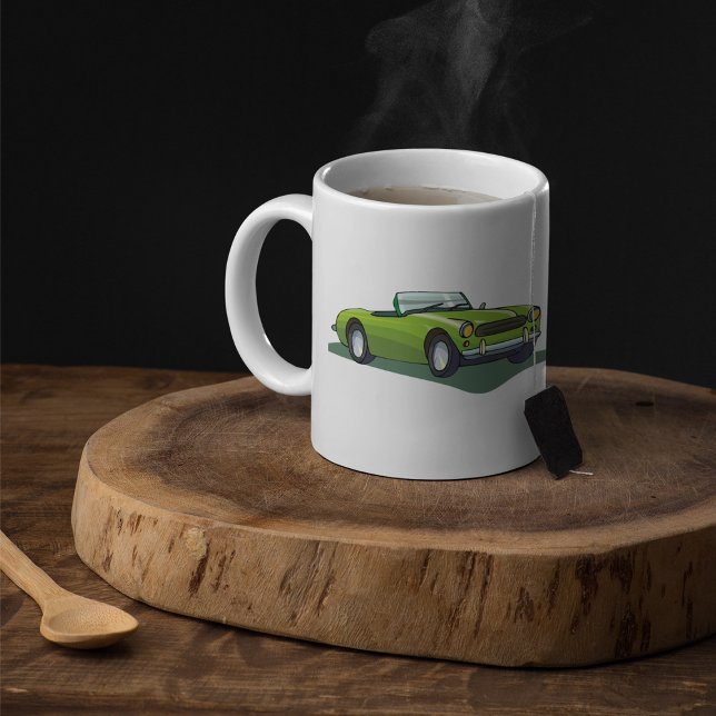 Retro Lime Green Convertible Sports Car Coffee Mug (Creator Uploaded)