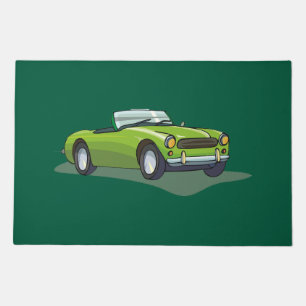 Retro Lime Green Convertible Sports Car Doormat