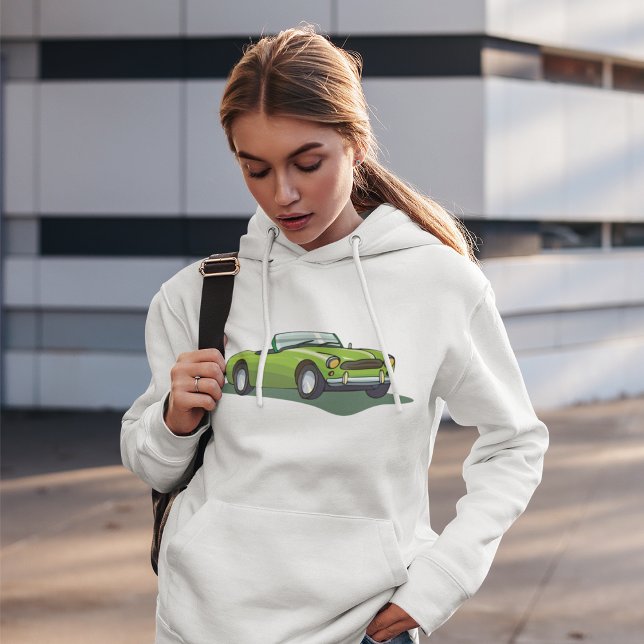 Retro Lime Green Convertible Sports Car Hoodie (Creator Uploaded)