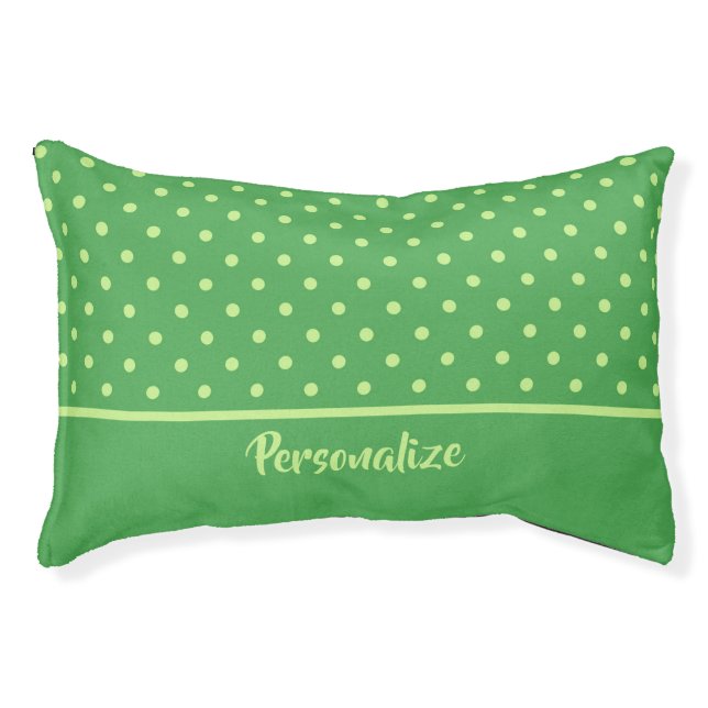 Retro Lime & Green Polka Dot Pattern Cat Dog Pet Bed (Front)