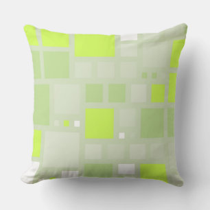 Retro Lime Green Squares Pattern Throw Pillow