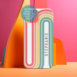 Retro Line Arch Pastel Rainbow Colors Script Name Samsung Galaxy S22 Case