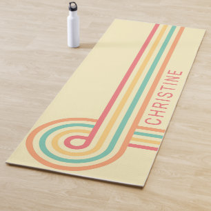 Retro Line Art Groovy Yoga Mat
