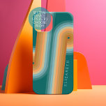 Retro Line Art Sunset Southwest Colors Circle<br><div class="desc">A bohemian curved design with a striped pattern and circular shapes in teal,  orange and brick red sunset colors. A bold yet minimal design with an optional area to add text.</div>