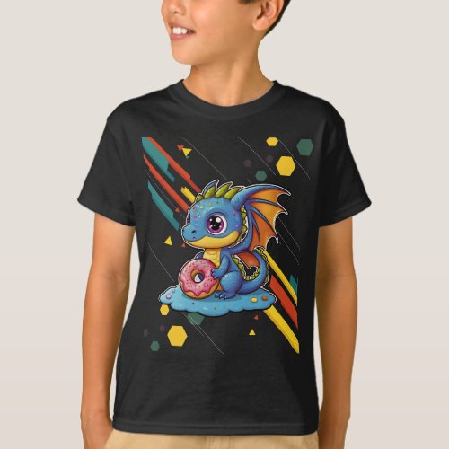 Retro line vibin Cute Baby Dragon T_Shirt