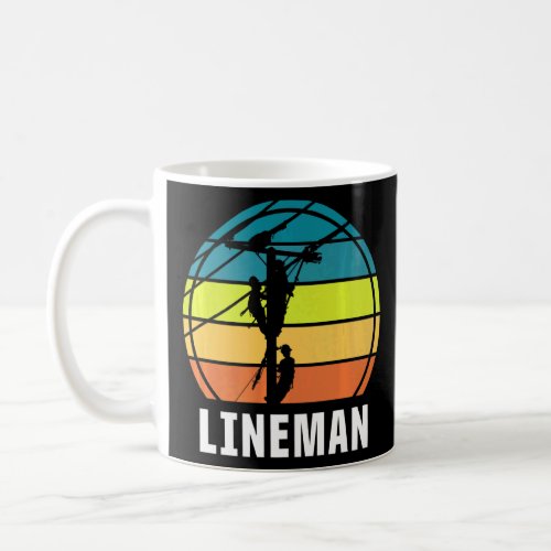 Retro Lineman Vintage Lineworker Electrician Engin Coffee Mug