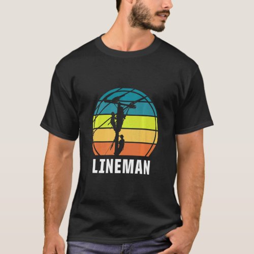 Retro Lineman Vintage Lineworker Electrician Engin T_Shirt