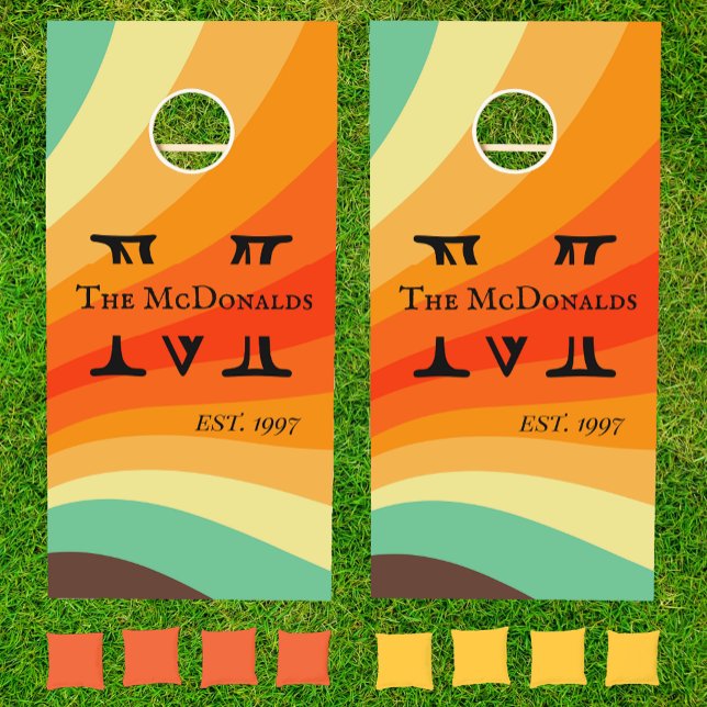 Retro Lines 70s Groovy Family Monogram Game (Creator Uploaded)