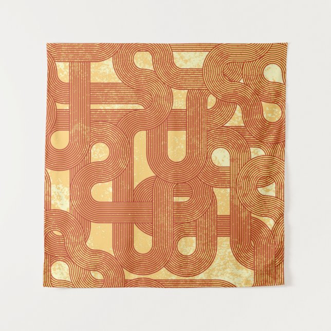 Retro lines. Abstract hand drawn grunge illustrati Tapestry (Front)