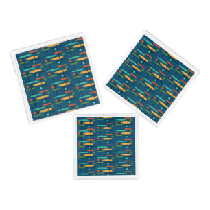 Retro Lines & Ovals Acrylic Tray