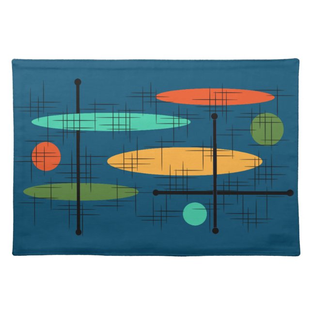 Retro Lines & Ovals Cloth Placemat (Front)