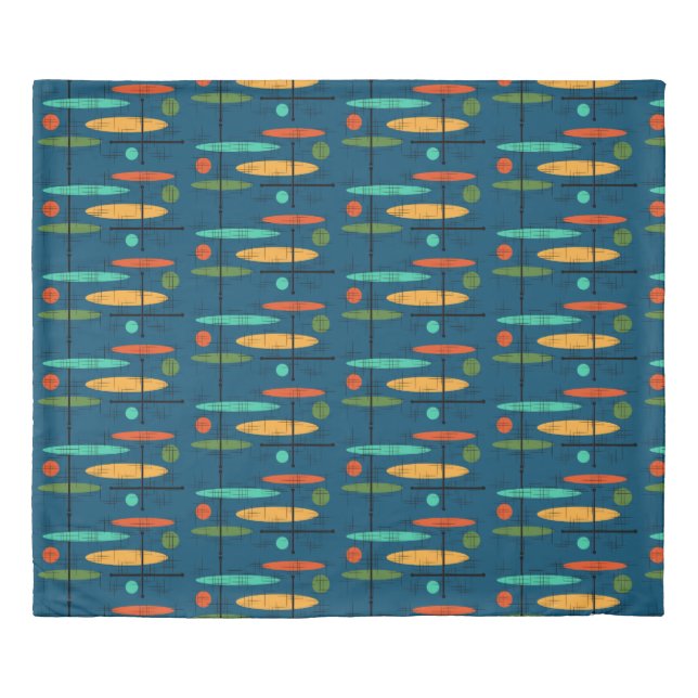 Retro Lines & Ovals Duvet Cover (Front)