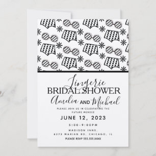Retro Lingerie Floral Doodles Bridal Shower Invitation