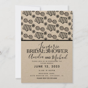 Retro Lingerie Floral Doodles Bridal Shower Invitation