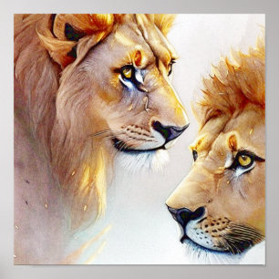 Retro Lions Art - Classic Wildlife Wall Art