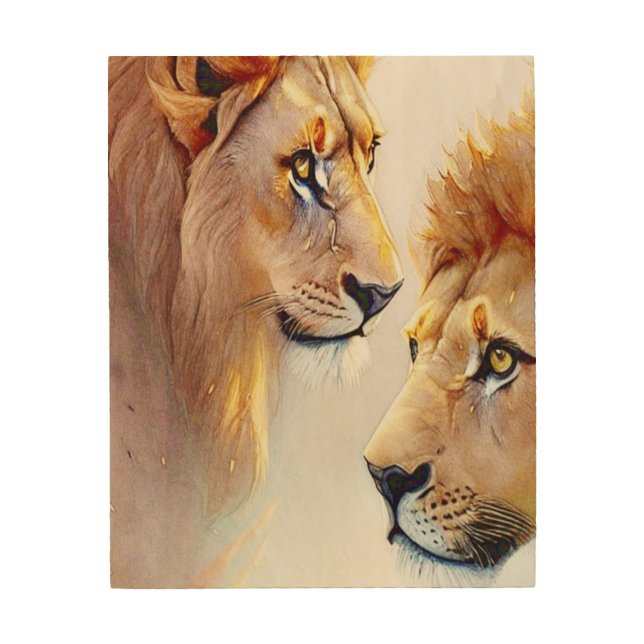 Retro Lions Art - Classic Wildlife Wall Art (Front)