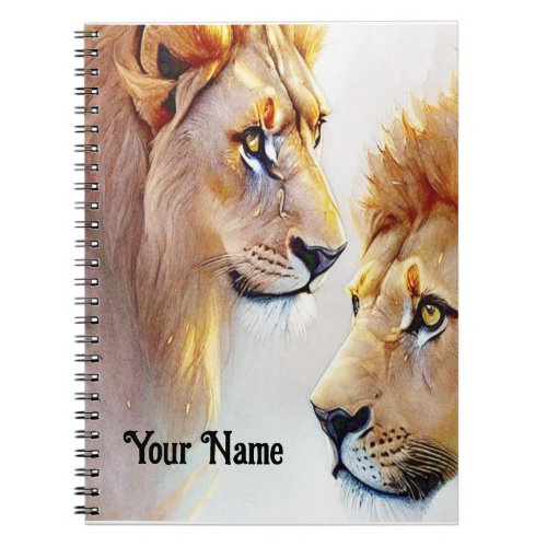 Retro Lions Art _ Classic Wildlife Wall Art Notebook