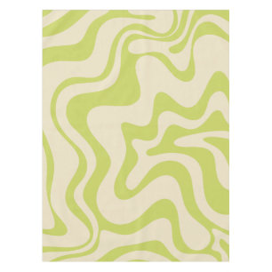 Retro Liquid Swirl Abstract Light Lime Beige Tablecloth
