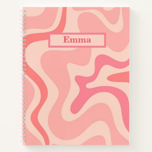 Retro Liquid Swirl Abstract Pattern Blush Pink Notebook