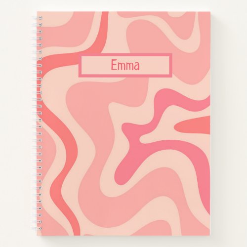 Retro Liquid Swirl Abstract Pattern Blush Pink Notebook
