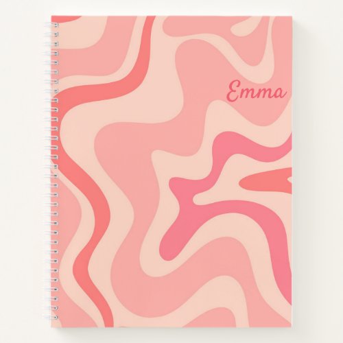 Retro Liquid Swirl Abstract Pattern in Blush Pink Notebook