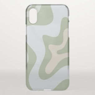 Retro Liquid Swirl Abstract Pattern in Sage Green iPhone XS Case