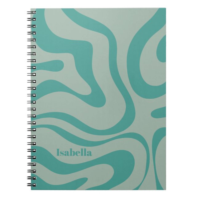 Retro Liquid Swirl Abstract Pattern Personalized Notebook (Front)