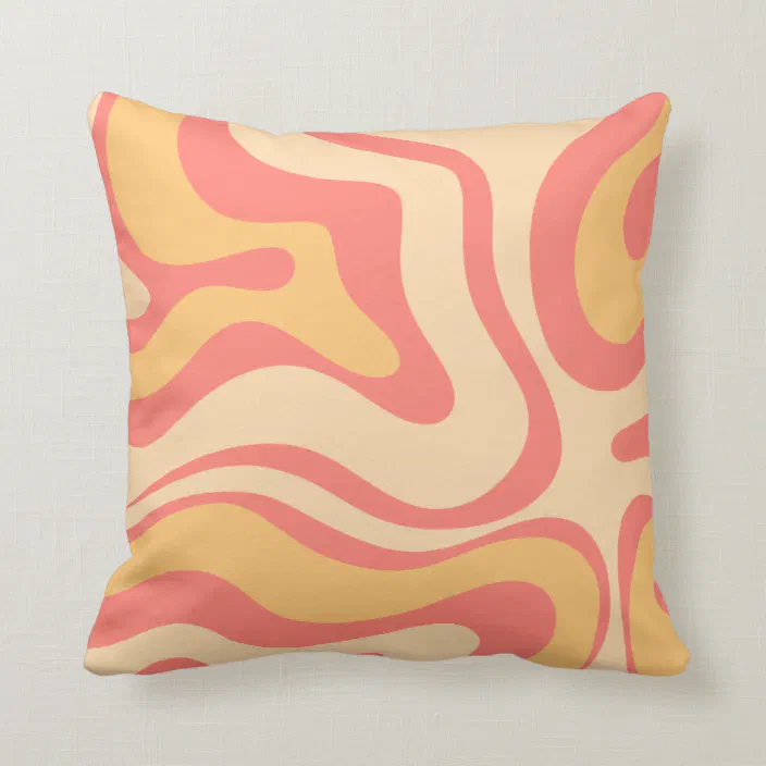 16x16 Checkered Pink and Orange Cool Designs Pink and Orange Checkered Swirl Pattern Throw Pillow Multicolor 