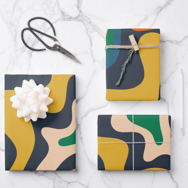 Retro Liquid Swirl Abstract Pattern  Wrapping Paper Sheets (Front)