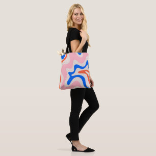 Retro Liquid Swirl Abstract Pink Orange Blue Tote Bag