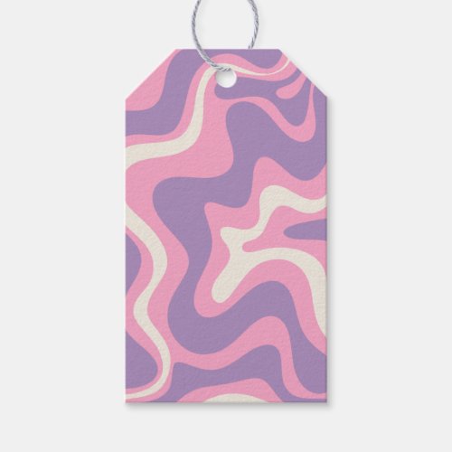 Retro Liquid Swirl Groovy Abstract Purple Pink Gift Tags