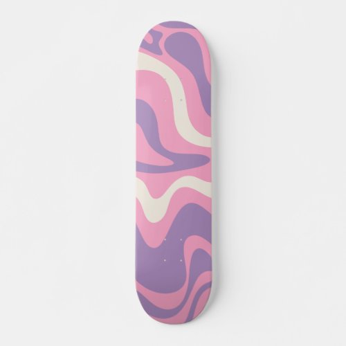 Retro Liquid Swirl Groovy Abstract Purple Pink Skateboard